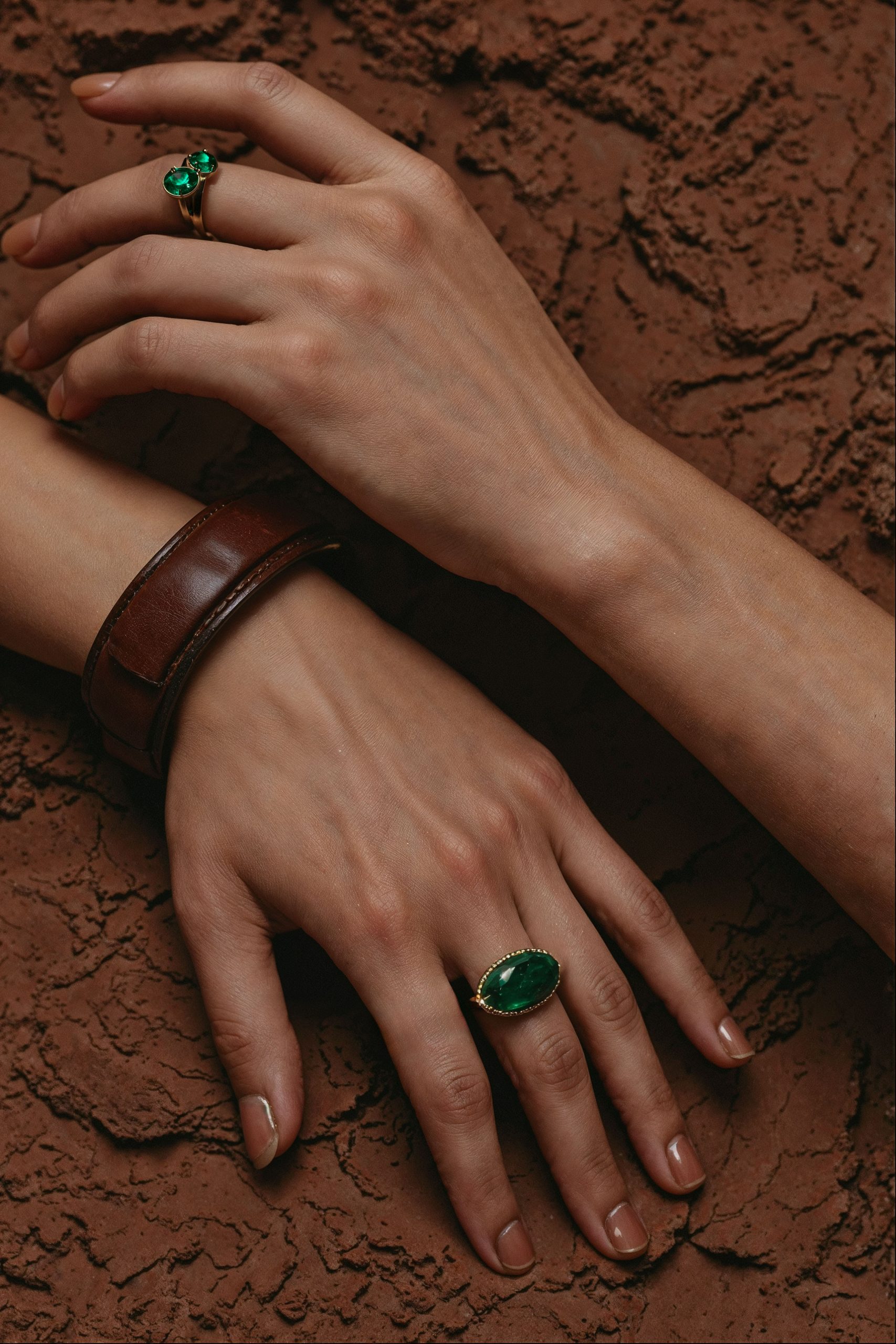 emerald rings hands scaled
